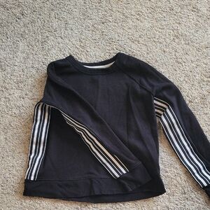 Athleta Black Sweatshirt with Striped Sleeves